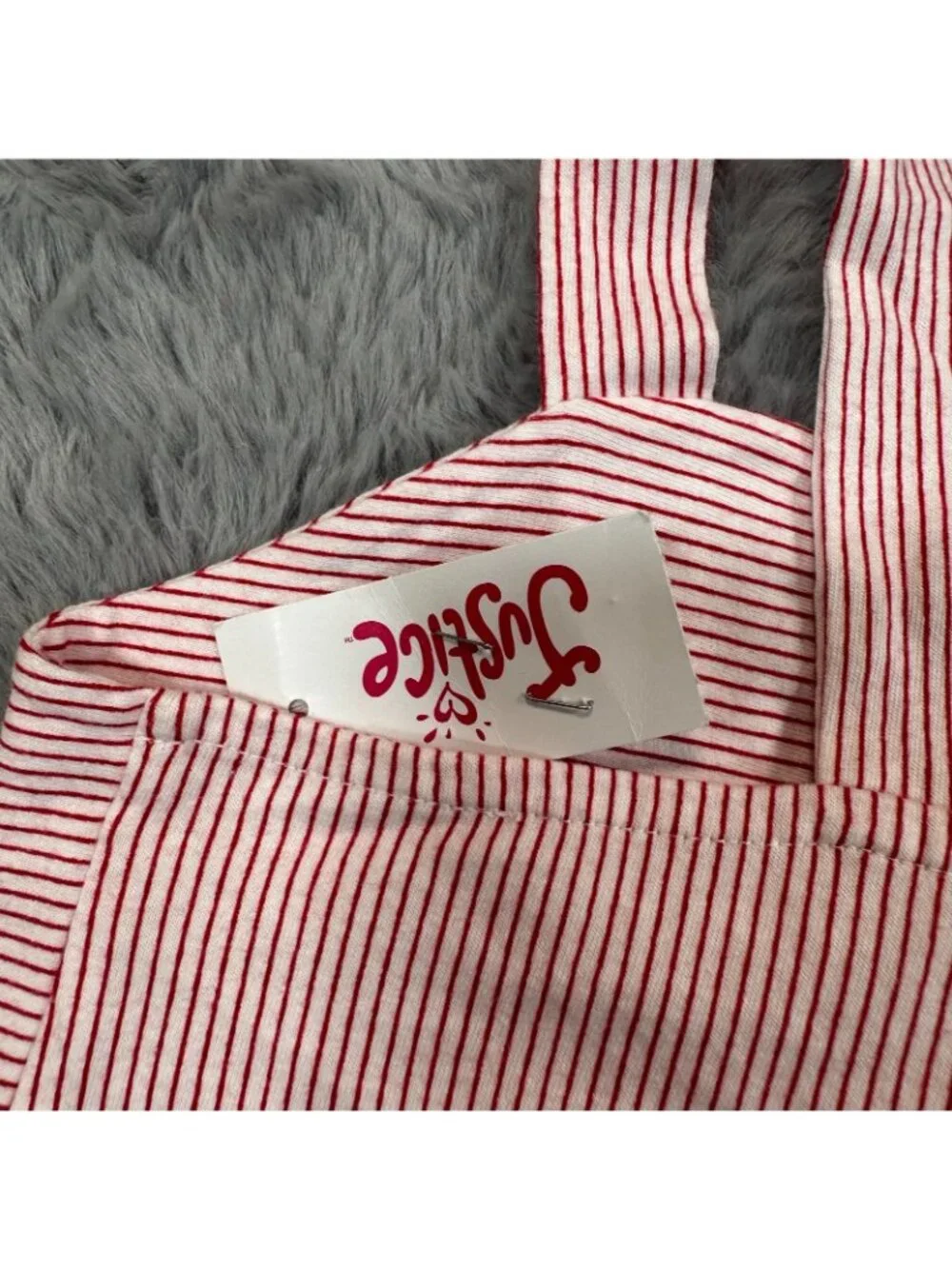 Justice Tank Top Girls 12 Pink Pinstripe Cotton Bow Detail Eyelet Hem Pullover